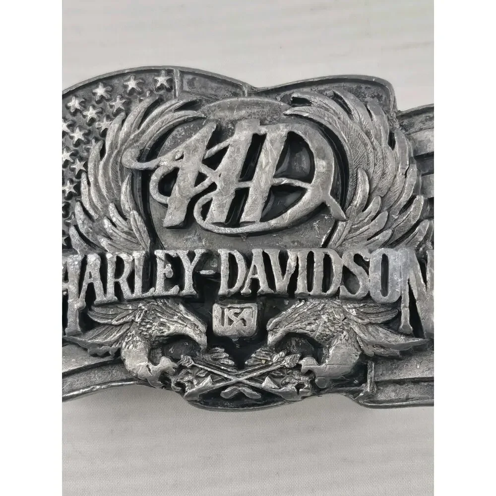 Vintage 1988 Harley-Davidson Flag Siskiyou Buckle Harmony Designs Made in USA